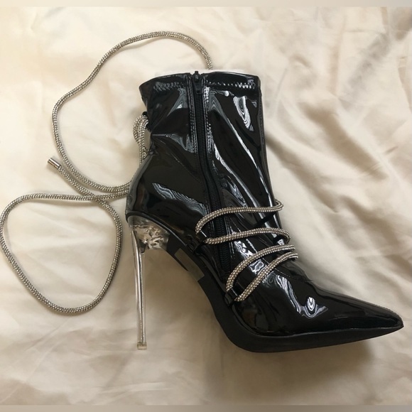 AZALEA WANG DIAMOND DRIP STILETTO BOOTIES SIZE: 9 - Picture 6 of 11